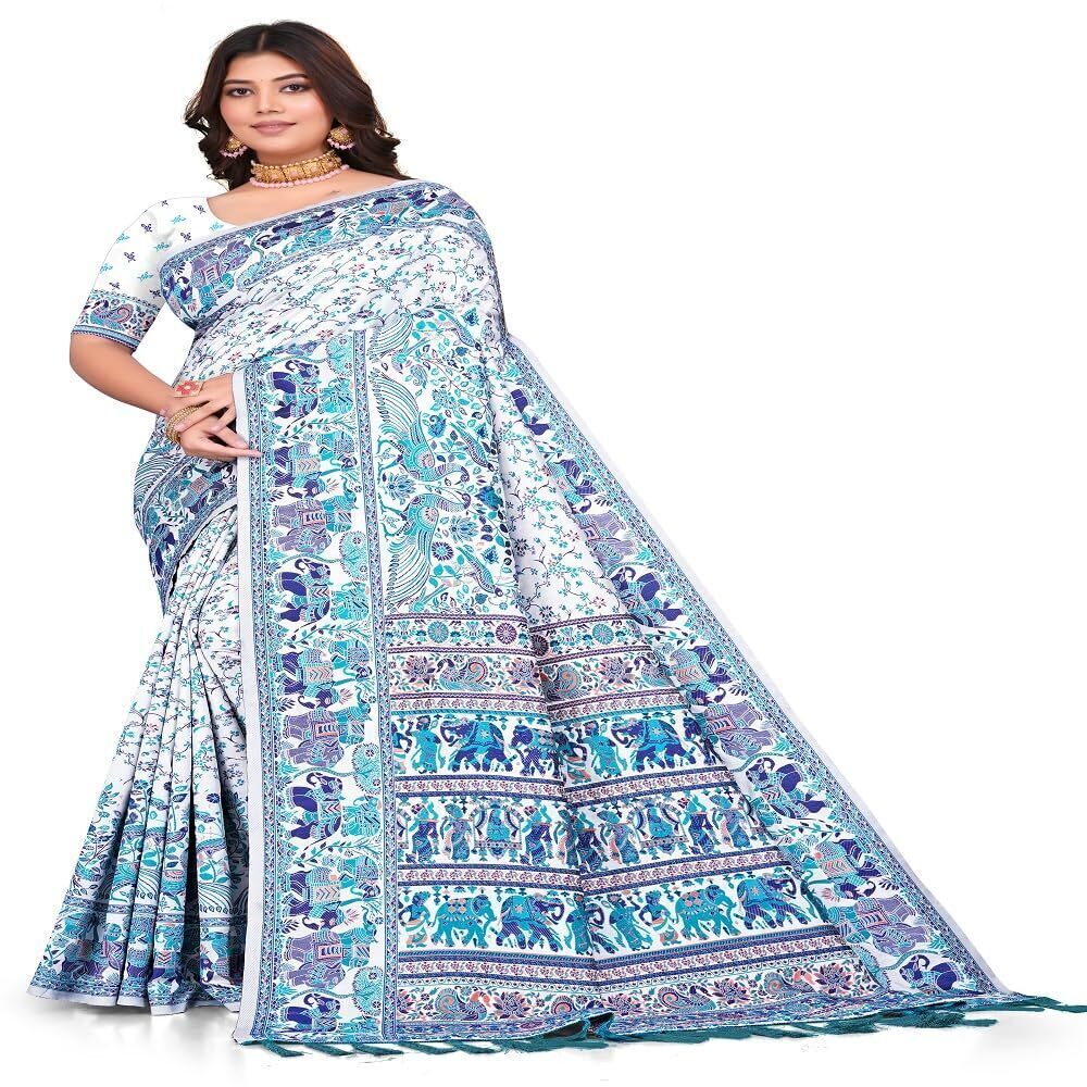 8192 Women's Indian Traditional Kashmiri Pashmina Silk Saree With